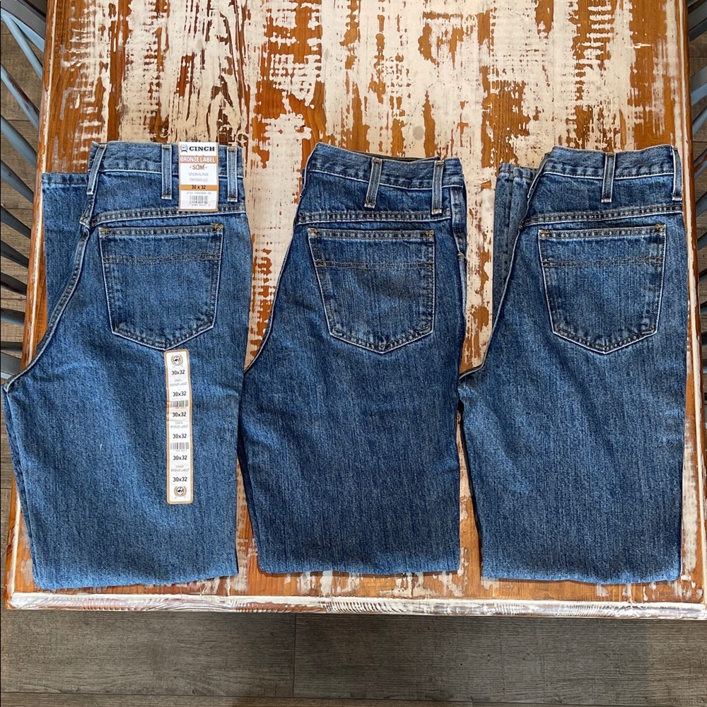 Men's Cinch Bronze Label Slim Original Rise Tapered Leg 30 x 32 Jeans